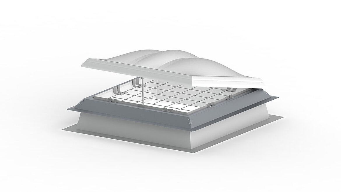 Nachrüstbares Punktgeschweißtes Durchsturzgitter (DSG) LAMILUX Lichtkuppel F100 W Durchsturzgitter