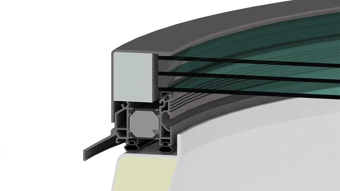 LAMILUX Flachdach Fenster FE rund Sonnenschutzisolierverglasung 3-fach  