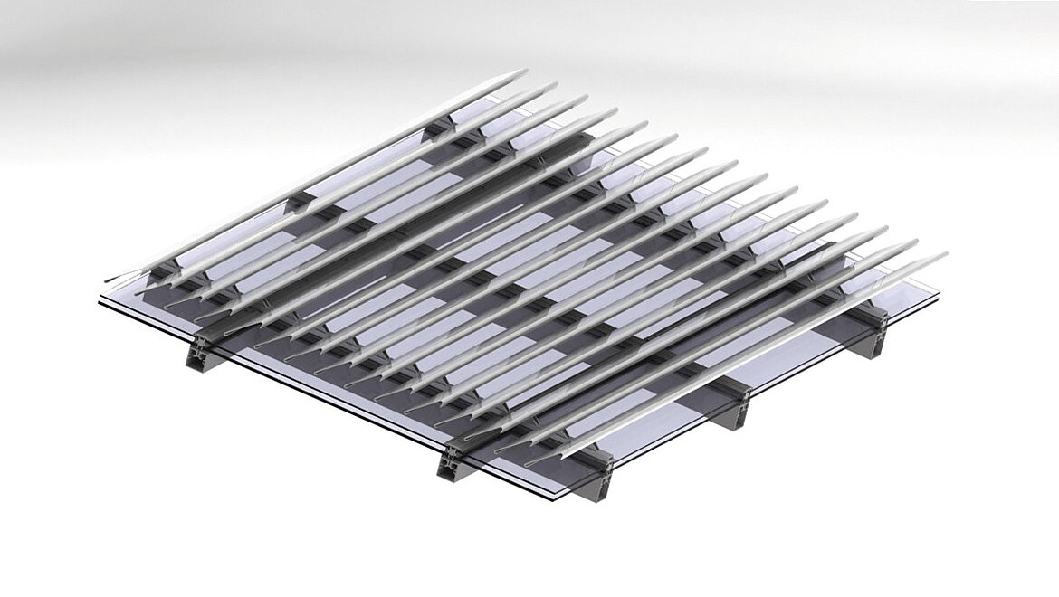 Glasdach Sonnenschutz mit Lamellen