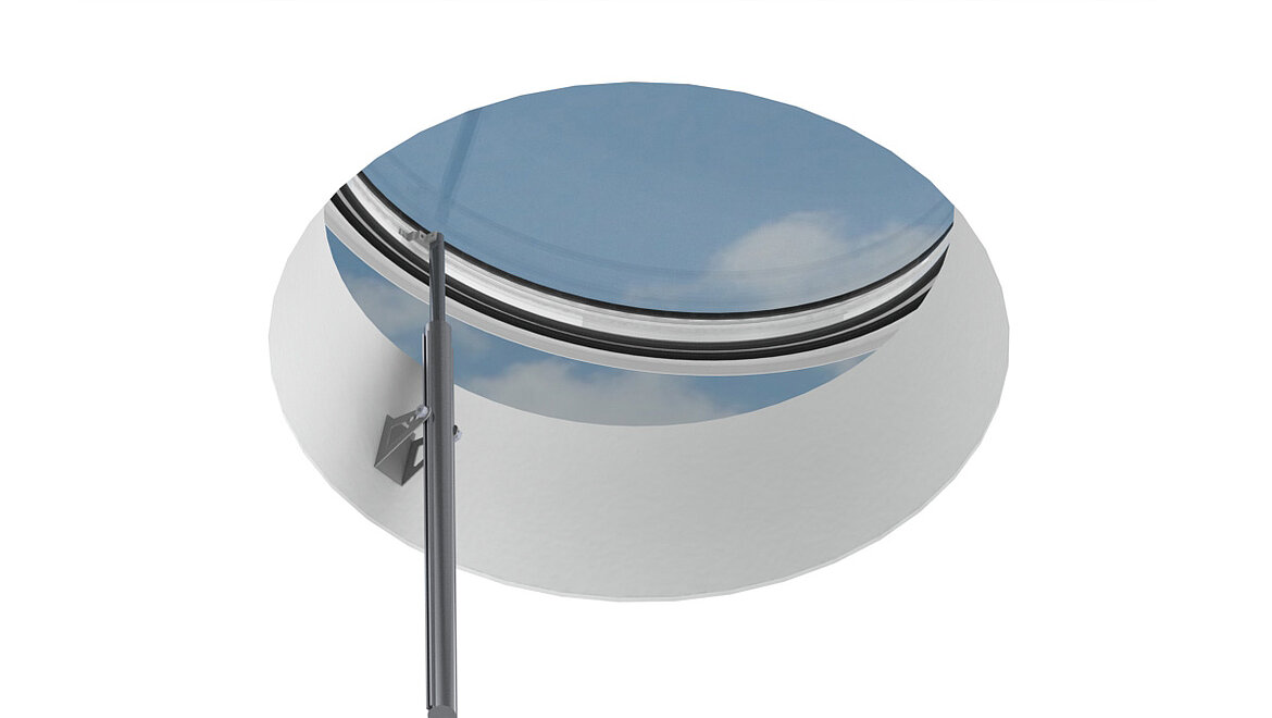 Flachdach Fenster rund Spindelhuböffner