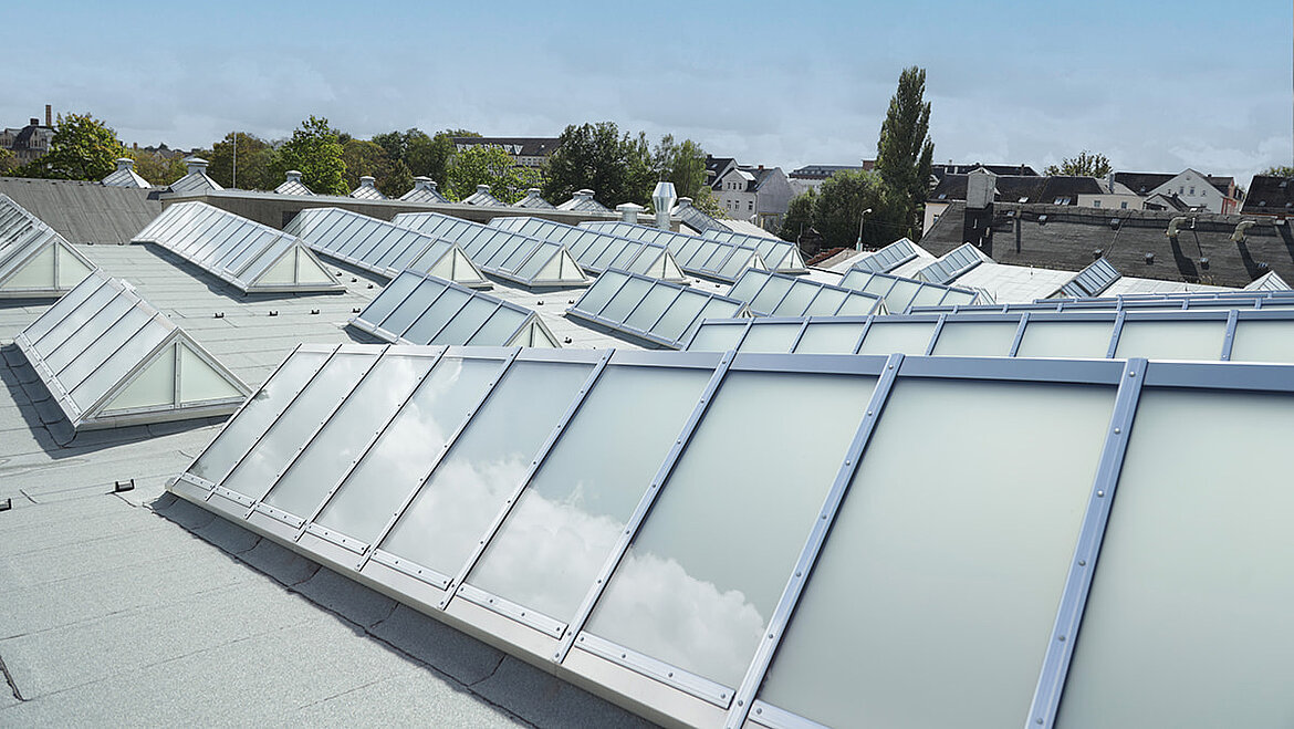 LAMILUX Glasdach PR60 als Satteldach für das Straßenbahnmuseum Chemnitz