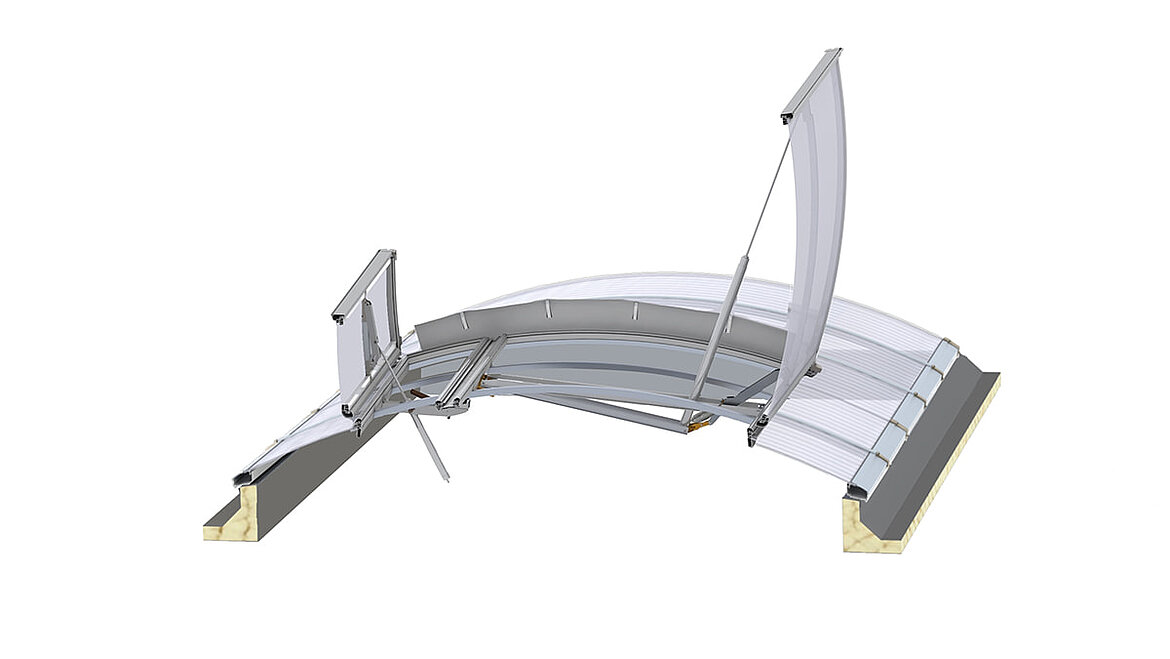 Rauchlift Lichtband B​ als asymmetrische Doppelklappe