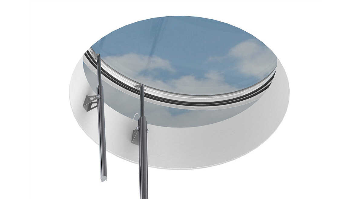 Flachdach Fenster rund Spindelhuböffner