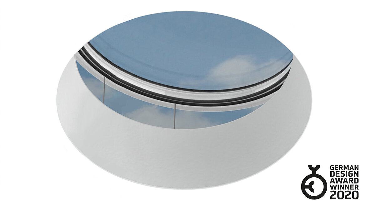 Flachdach Fenster rund Kettenschubantrieb