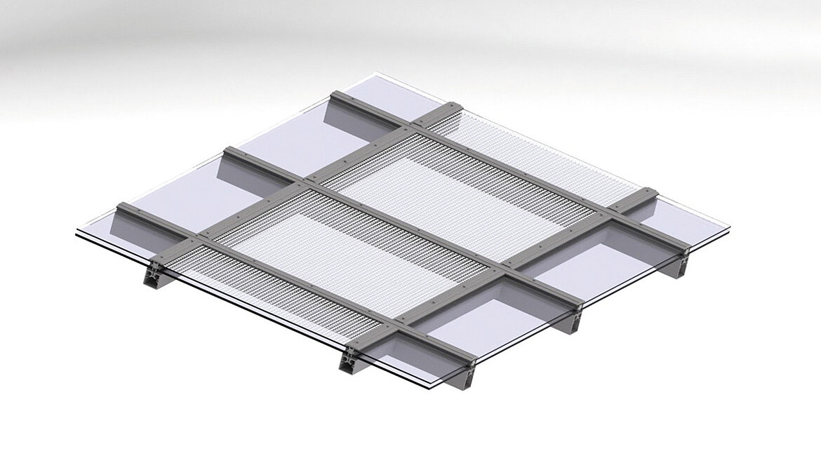 Glasdach Sonnenschutz mit Siebdruck