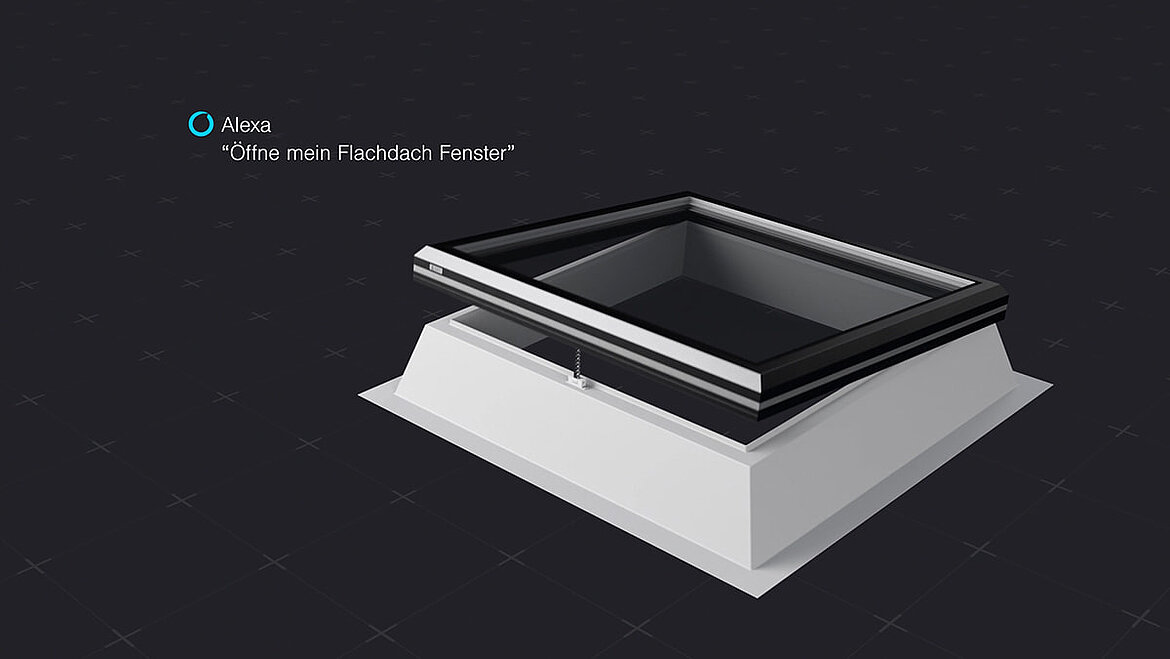 LAMILUX Smart Control Flachdach Fenster Alexa LAMILUX Smart Control öffnet ein Flachdach Fenster mit Alexa