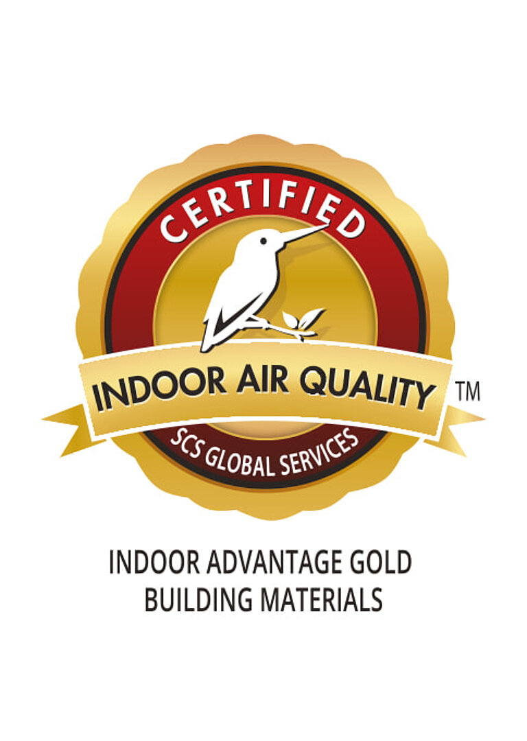 Zertifikat für Innenraumluftqualität, Indoor Advantage Gold für Baumaterialien
