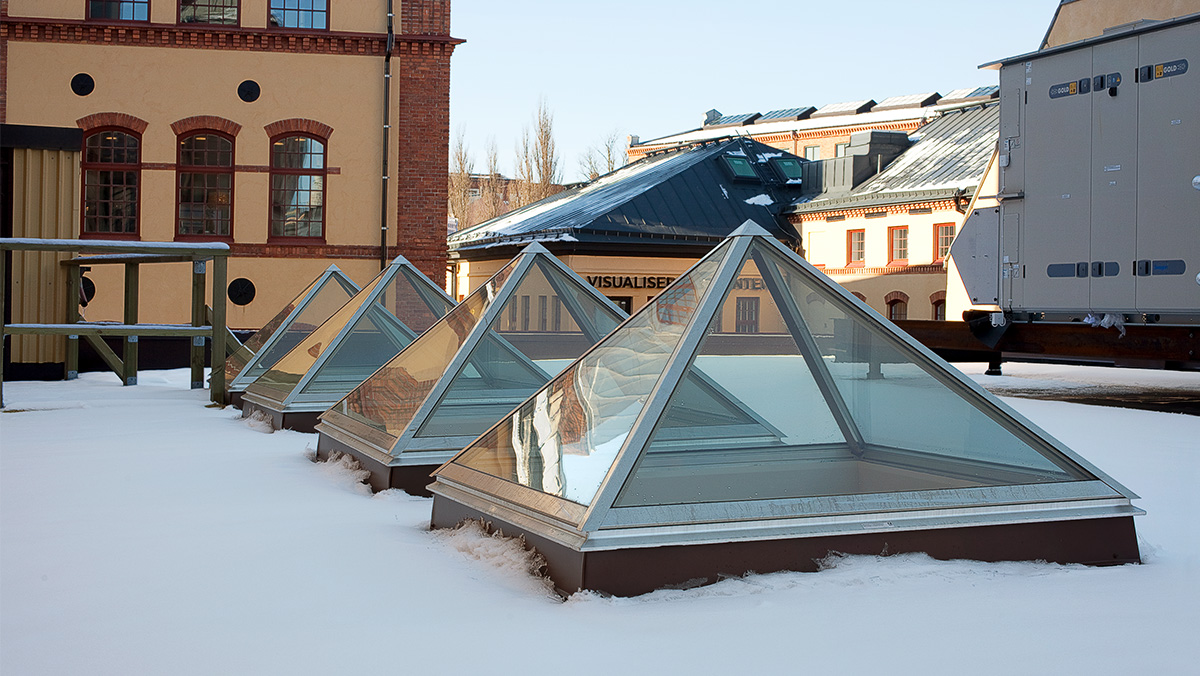 LAMILUX Flachdach Fenster in einer Schule in Norrköping