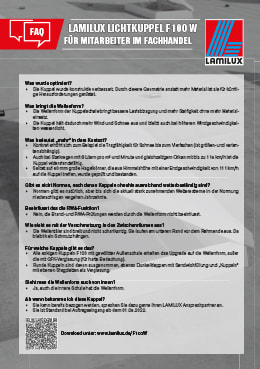 Fachhandel Informationen Lichtkuppel F100 W